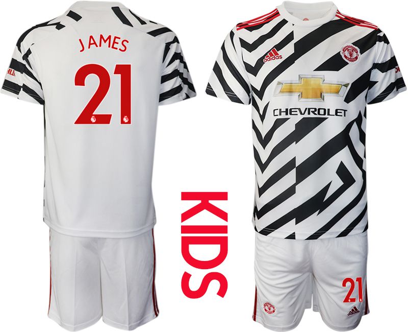 Youth 2020-2021 club Manchester united away #21 white Soccer Jerseys